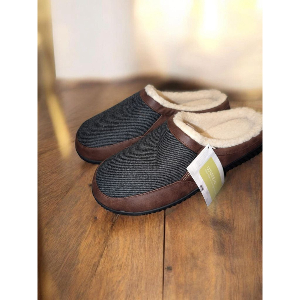 ULTRAIDEAS Mens Slippers Gray Brown XL 11-12